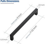 JOY DECOR 15 Pack Cabinet Handles, Black Cabinet Pulls, 7-1/2 Inch Kitchen Closet Handles Square Drawer Pulls Stainless Steel Drawer Hardware, 192mm Hole Centers