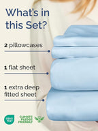 Extra Deep Twin Sheet Set - 4 Piece Breathable & Cooling Sheets - Hotel Luxury Bed Sheets Set - Easy & Secure Fit - Soft, Wrinkle Free & Comfy Sheets Set - Light Blue Sheet Set with Extra Deep Pockets
