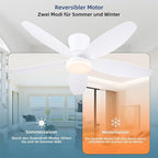 Ceiling Fans with Lights-36 Low Profile Ceiling Fan with Light and Remote/APP Control,Flush Mount,DC Reversible,LED Dimmable Modern Ceiling Fans for Bedroom,Indoor/Outdoor Patio Use(White)