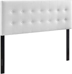 Modway Emily Tufted Button Faux Leather Upholstered King Headboard in White