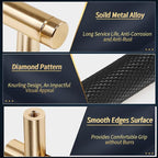 Knurled Cabinet Pulls 12 Pack, 4 Inch Long Cabinet Handles Metal Door Pulls, Kitchen Drawer Pull Knurled Dresser Handles - 3" Hole to Hole, Black & Gold