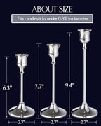Candlestick Holders Taper Candle Holders, Set of 6 Silver Candle Holder Set, Vintage Table Centerpiece for Wedding Christmas Holiday
