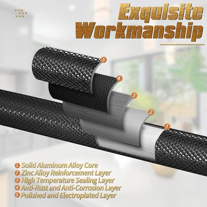 Knurled Cabinet Pulls 2 Pack, 16 Inch Long Cabinet Handles Metal Door Pulls, Kitchen Drawer Pull Knurled Dresser Handles - 10" Hole to Hole, Black & Gold