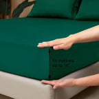 Mejoroom King Size Bed Sheet Set - Hotel Luxury 1800 Bedding Sheets & Pillowcases - 16" Deep Pocket Fitted Sheet, Soft, Wrinkle& Breathable, Fade Resistant - 4 Piece(King, Emerald Green)