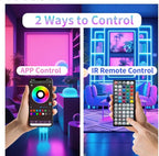 Led Lights for Bedroom 65.6ft (1 Roll), Color Changing RGB Led Strip Lights with 60 Keys Remote and App Control, Music Sync Led Lights for Room Kitchen Party Home Decor