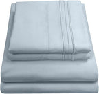 California King Sheet Sets - Breathable Luxury Sheets with Full Elastic & Secure Corner Straps Built In - 1800 Supreme Collection Deep Pocket Bedding Set, Sheet Set, California King, Misty Blue
