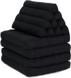 Leewadee Comfortable Japanese Floor Mattress - Thai Floor Bed with Triangle Cushion - Futon Mattress - XL Extra Long Thai Massage Mat, 89 x 20 inches, Black, Kapok Filling