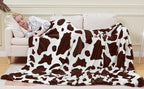 Fleece Cow Print Blanket Queen Size for All Season - Premium Lightweight Anti-Static Super Soft Cozy Plush Cow Blankets for Queen/Full Bed,90" x 90"(Brown Cow)