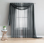 LINENZONE Pair of 2 Rod Pocket Long Window Treatments. Great Farmhouse Style Sheer Curtains for Living Room, Bedroom, Dining Room, Patio or Canopy Bed. (Amazing Sheers - 56" W x 96" L, Charcoal)