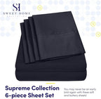 Cal King Size Bed Sheets - 6 Piece 1500 Supreme Collection Fine Brushed Microfiber Deep Pocket California King Sheet Set Bedding - 2 Extra Pillow Cases, Great Value, California King, Navy