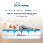 SoundAsleep Products Dream Series Luxury Air Mattress, ComfortCoil Technology, Built-in High Capacity Pump for Home, Camping- Double Height, Adjustable, Inflatable Blow Up, Portable (Twin Size)