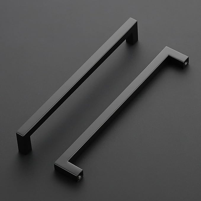 Ravinte 10 Pack Black Cabinet Pulls 8-4/5 Inch Square Kitchen Cabinet Handles Matte Black Kitchen Hardware for Drawer Pulls Drawer Handles Come with Screwdriver