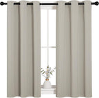 NICETOWN Room Darkening Short Curtain Panels for Cafe, Thermal Insulated Grommet Room Darkening Draperies/Drapes for Window (Natural, 2 Panels, W34 x L45 -inch)