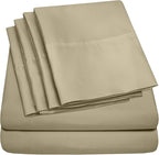 Sweet Home Collection 6 Piece 1500 Supreme Collection Brushed Microfiber Deep Pocket Sheet Set-2 Extra Pillow Cases, Great Value, Split King, Sage