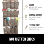 GORILLA GRIP Over the Door Shoe Organizer, 24 Large Breathable Mesh Pockets, Space Saving Hanging Storage Holder, Closet Rack Hanger Holds Up to 40 lbs, Hangs on Closets for Shoes, Accessories, Beige