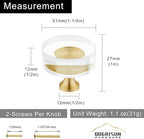 QOGRISUN 20-Pack Brass Crystal Cabinet Knobs,Glass Crystal Gold Drawer Knobs,1-1/4-Inch Round, Decorative Dresser Pulls, Modern Cabinet Hardware
