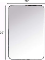 TEHOME 20x30 inch Chrome Metal Framed Bathroom Mirror for Wall in Stainless Steel Chrome Rounded Rectangular Bathroom Vanity Mirrors Wall Mounted…