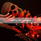BrizLabs Orange Halloween Lights, 19.47ft 60 LED Orange Fairy Lights String, 2 Modes Battery Halloween String Light, Indoor Silver Wire Twinkle Light for Christmas Thanksgiving Party Carnival Decor