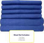 Twin XL Size Bed Sheets - 4 Piece 1500 Supreme Collection Fine Brushed Microfiber Deep Pocket Twin X-Large Sheet Set Bedding - 1 EXTRA PILLOW CASES, GREAT VALUE, Twin XL, Royal Blue