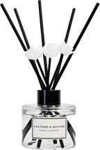 CULTURE & NATURE Reed Diffuser Set 4oz (120ml) French Lavender Scented Diffuser with Sticks Home Fragrance Reed Diffuser for Bathroom Shelf Decor