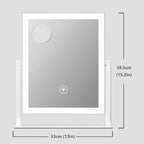 15.2" Lighted Makeup Mirror Hollywood Vanity Mirror with Lights, Three Color Modes,Detachable 10X Magnification Mirror, Smart Touch Control, 360°Rotation White