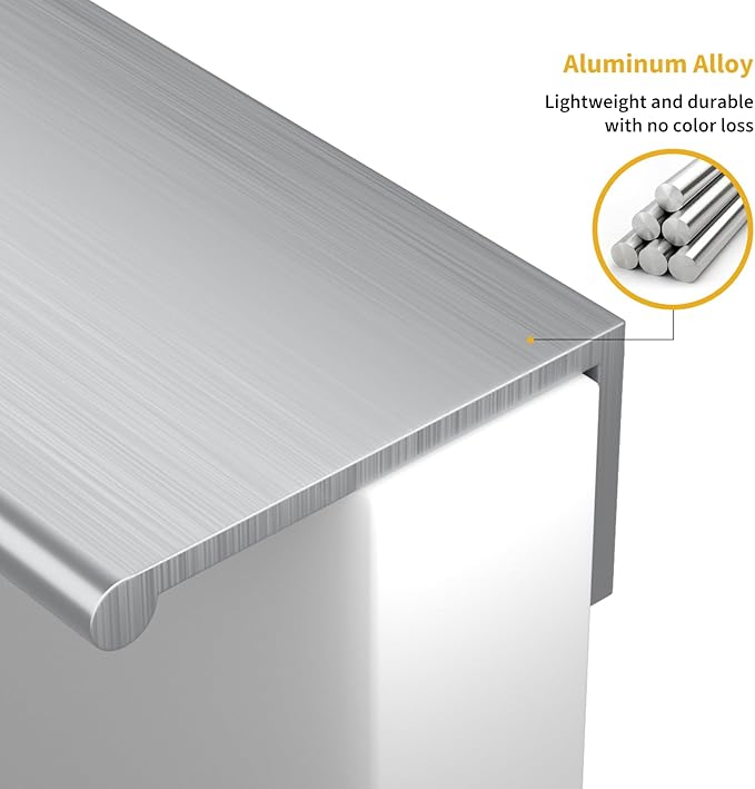 goldenwarm 15 Pack Brushed Nickel Finger Edge Pulls Drawer Finger Pulls Kitchen Hardware Handles Bedroom Dresser Drawers, 5in Hole Centers
