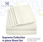 Twin XL Size Bed Sheets - 4 Piece 1500 Supreme Collection Fine Brushed Microfiber Deep Pocket Twin X-Large Sheet Set Bedding - 1 EXTRA PILLOW CASES, GREAT VALUE, Twin XL, ivory
