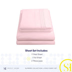 California King Sheet Sets - Breathable Luxury Sheets with Full Elastic & Secure Corner Straps Built In - 1800 Supreme Collection Bedding, Sheet Set, EXTRA DEEP pocket - Cal King, Pale Pink