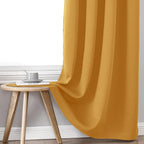 ChrisDowa 100% Blackout Curtains for Bedroom with Black Liner, 2 Thick Layers Total Blackout Thermal Insulated Grommet Small Window Curtains 2 Panels Set (Mustard Yellow, 42 x 45 Inch)