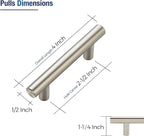 JOY DECOR 15 Pack Cabinet Handles, Brushed Nickel Cabinet Pulls, 2-1/2 in Hole Center Kitchen Cabinet Handles, Stainless Steel T Bar Handles for Dresser Drawers