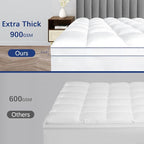 CYMULA King Mattress Topper, Cooling Pillow Top Mattress Topper for King Size Bed, Thick Mattress Pad with Elasticated Deep Pockets, Soft Firm Plush Down Alternative Fill Mattress Protector