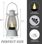 White Mini Lanterns Decorative 6-Pcs for Winter Christmas Wedding & Halloween, Small Elegant Lantern with LED Light for Western Cowboy, Camping Baby Shower Birthday Party, Centerpiece Table
