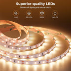 Govee Warm White LED Strip Lights, Bright 300 LEDs, 3000K Dimmable Light Strip 16.4ft with Control Box, LED Lights for Bedroom, Kitchen Cabinets, Living Room, ETL Listed Adapter Included