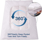 ELEMUSE King Size Extra Thick Fusion Goose Down Feather Filled Mattress Topper, Plush Fluffy Double Layer Pillowtop Mattress Pad Cover, Soft Featherbed with 8-21 Inch Deep Pocket