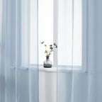 DUALIFE Dusty Blue Curtains 63 Inch Length for Bedroom Decor Set of 2 Panels Grommet Window Look Semi Sheer Volie Transparent Blue Sheer Curtains for Boys Room Living Room 52x63 Inches Long