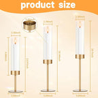Set of 6 Gold Candle Holders, Tall Hurricane Candlestick Holders with Glass for Taper and Pillar Candles, Home Decor for Wedding, Christmas, Party, Anniversary, Dining Table