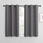 NICETOWN Grey Blackout Curtain Panels for Bedroom, 2 Panels, W34 x L36-inch, Thermal Insulated Grommet Top Blackout Draperies and Drapes for Basement