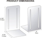 Acrimet Metal Bookends, Non-Skid Book Stand for Shelves, Heavy Duty Book Stopper, 6-7/8" H x 4" W x 4-1/2“ D, Black, 1 Pair