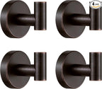 BigBig Home Bronze Towel Hooks, Bathroom Robe Hook Oil Rubbed, Bath Farmhouse Coat Clothes Hook Wall Mounted Rustic 4 Pack for Kitchen