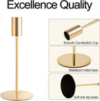 Gold Taper Candlestick Holders,Taper Candle Holders Set of 15,Metal Taper Candle Sticks Stand Holders,Modern Decorative Candle Holders for Wedding Certerpieces,Festive, Mantel,Home,Party