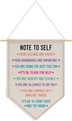 Positive Psychology Affirmations Therapy Office Decor, Back to School Decorations Canvas Hanging Pennant Flag Banner Wall Sign Decor for Bedroom Classroom Playroom Game Room Front Door