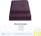 1800 Supreme Collection - Breathable Luxury Full Size Sheet Set with Full Elastic & Secure Corner Straps Built In, Extra Soft Deep Pocket Bedding, Purple