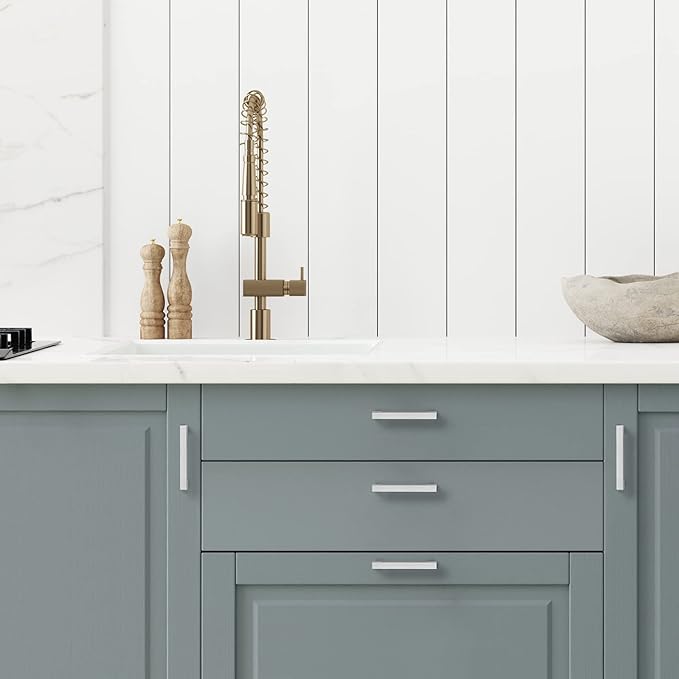 Ravinte 15 Pack Brushed Nickel Kitchen Cabinet Handles 3-1/2 Inch Cabinet Pulls Square Kitchen Hardware for Cabinet Drawer Pulls Drawer Handles Come with Screwdriver