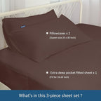 Full Sheet Set for Air Mattress - Deep Pocket Full Size Bed Set - Sheets with Pockets on Side - Easily Fits Extra Deep 16 in to 24 in Pillow Top Air Mattress - Brown