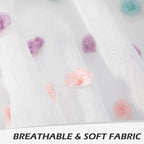 MYSKY HOME Pom Pom Sheer Curtains for Girls' Bedroom and Nursery - Rainbow 72 Inch Long Door Curtains with Rod Pocket - Semi-Transparent, Light Filtering - 52 x 72 Inch, 2 Panels