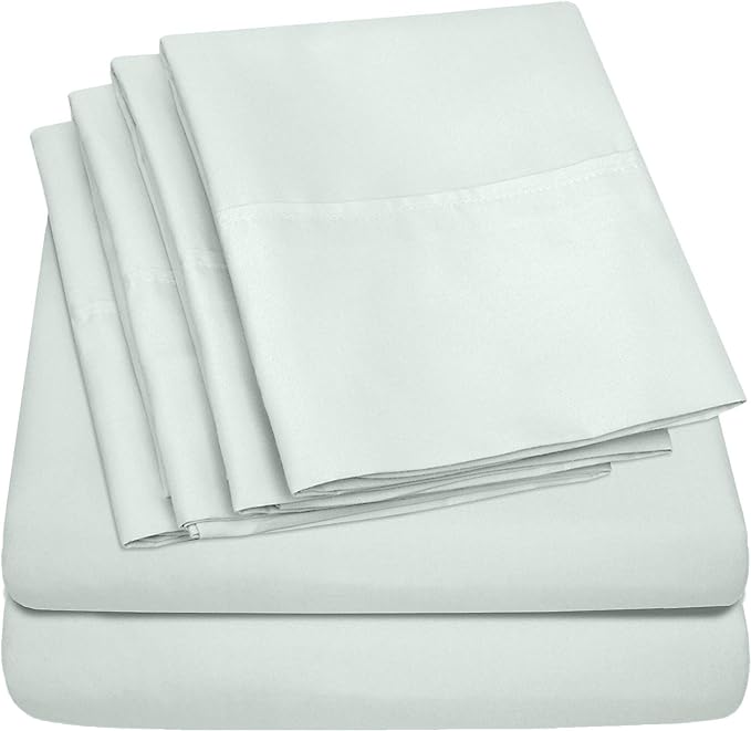 Sweet Home Collection 6 Piece 1500 Supreme Collection Brushed Microfiber Deep Pocket Sheet Set-2 Extra Pillow Cases, Great Value, Split King, Mint