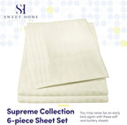 Full Size Bed Sheets - 6 Piece 1500 Supreme Collection Fine Brushed Microfiber Deep Pocket Full Sheet Set Bedding - 2 Extra Pillow Cases, Great Value, Full, Dobby Beige