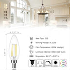 Cotanic Dimmable E12 LED Candelabra Bulb 4000K Daylight, Ceiling Fan Light Bulbs Small Base,60W Equivalent,Type B Bulb for Chandelier,Vintage B11 LED Candle Shape with Clear Glass,600LM,10 Pack