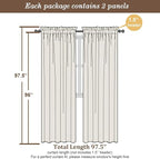 Chyhomenyc Ivory Sheer Curtains 96 Inches Long 2 Panels, Light Filtering Ivory Curtains for Living Room, Soft Gentle Voile Rod Pocket Bedroom Window Drapes, 59Wx96L Inch, 2PCS