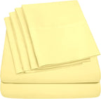 King Size Bed Sheets - 6 Piece 1500 Supreme Collection Fine Brushed Microfiber Deep Pocket King Sheet Set Bedding - 2 Extra Pillow Cases, Great Value, King, Pale Yellow